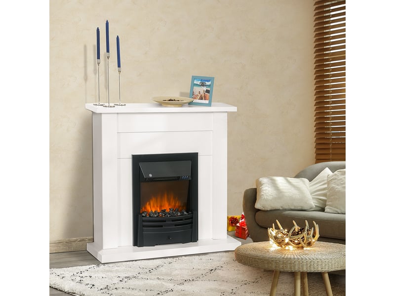  Cheminée électrique décorative avec tablette blanche, chauffage 10002000 w, 102 x 30 x 95 cm  - Conforama C