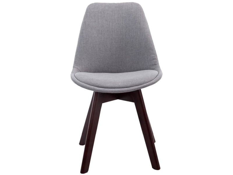 Lot de 4 chaises de salle à manger design scandinave en tissu gris et piètement à 4 pieds en bois foncé 10_0008562  - Conforama C