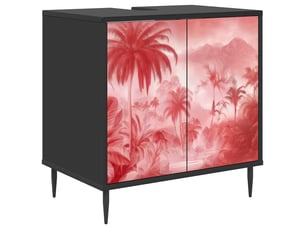 Armoire de salle de bain, meuble de rangement aachen chêne noir 60x40x61 cm