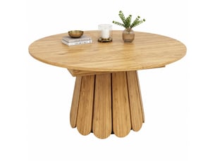 Table de salle à manger extensible ronde à ovale 6 personnes en mdf 118-158×118×76,8 cm bois naturel