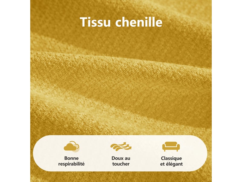 Canapé 4 places, revêtement en tissu chenille, sans assemblage, jaune - Conforama W