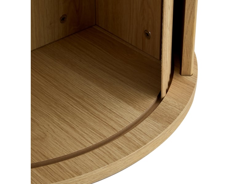 Table à manger ronde avec rangement 115 cm – bois imitation – pieds colonne – 4–6 pers – style scandinave moderne - Conforama D
