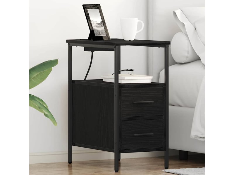  Table de chevet chêne noir 30 x 48 x 61 cm bois d'ingénierie  - Conforama B
