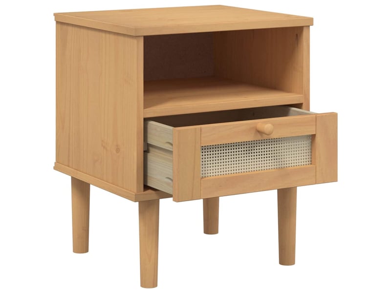  Table de chevet - cabinet de chevet - table de nuit senja aspect de rotin marron bois de pin massif  - Conforama D
