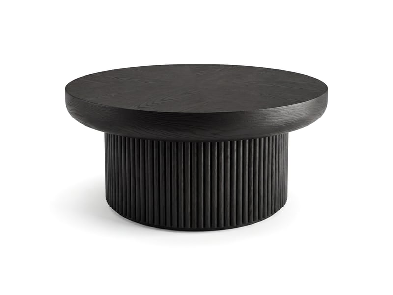  Table basse ronde, 78 cm, plateau épais, mdf, noir  - Conforama A