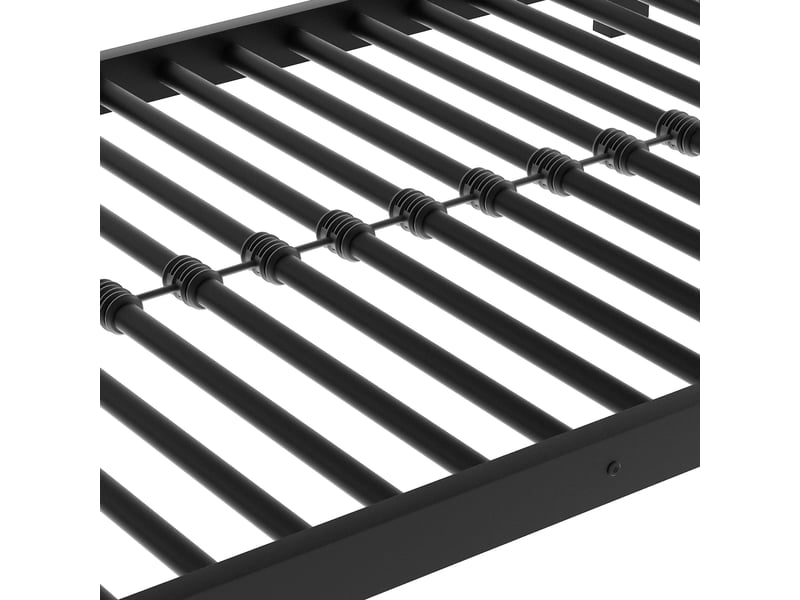 Lit superposé triple 200×90 cm avec garde-corps et échelle fixe, sans matelas, en métal noir  - Conforama E