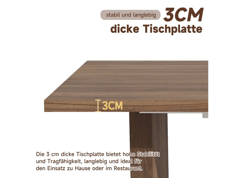 Table à manger 140200 x 90 cm extensible convient à 6–8 personnes plateau rectangulaire épaissi style épuré finition noyer - Conforama E