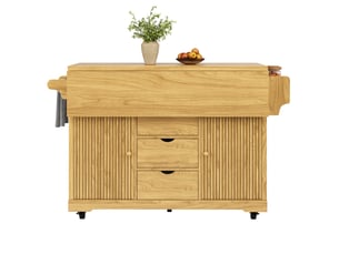 Îlot de cuisine, 142,5 × 80 × 95 cm, 2 portes et 3 tiroirs, mdf, marron, rangement fonctionnel, mobilier gain de place