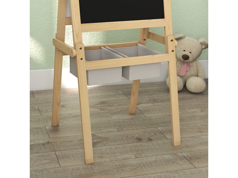  Tableau chevalet enfant ardoise double face tableau blanc tableau à craie rouleau papier naturel 58 x 50,5 x 109 cm  - Conforama W