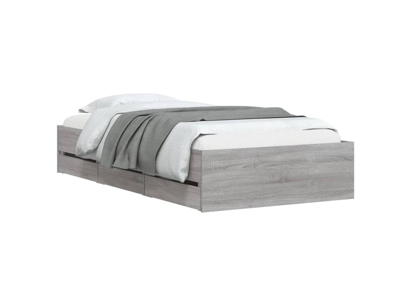  Lit simple- lit adulte -  cadre de lit avec tiroirs sans matelas sonoma gris 100x200 cm  - Conforama B
