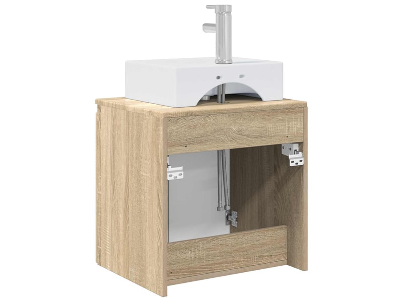 Vanité de lavabo mural, meuble de rangement chêne sonoma 49.5x41x62.5 cm shl2025 - Conforama E