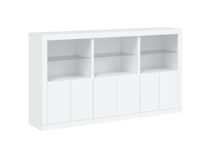  Buffet - bahut - meuble de rangement avec lumières led blanc 181,5x37x100 cm  - Conforama C