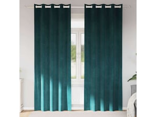 Lot de 2 rideaux, rideaux de fenêtre vert foncé 140 x 225 cm velours cf44127