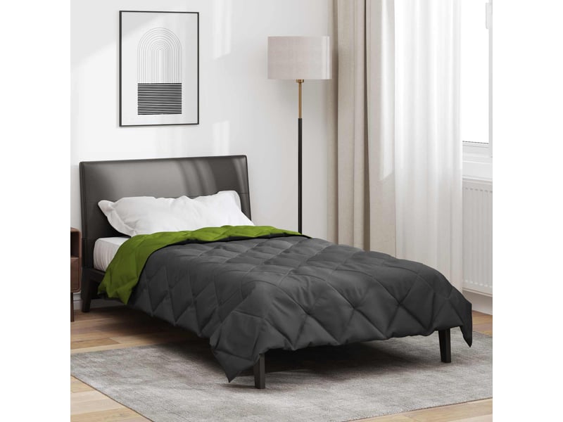 Duvet - couette d'été simple 220 x 135 cm été 200 gsm vert et anthracite - Conforama B