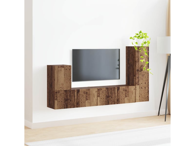 Ensemble meuble tv - banc tv - meuble de rangement 3 pcs bois ancien bois d'ingénierie - Conforama D