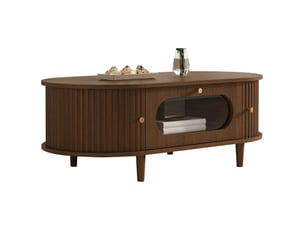 Table basse ovale coloris bois foncé TCQPZ - 50 cmx100 cm