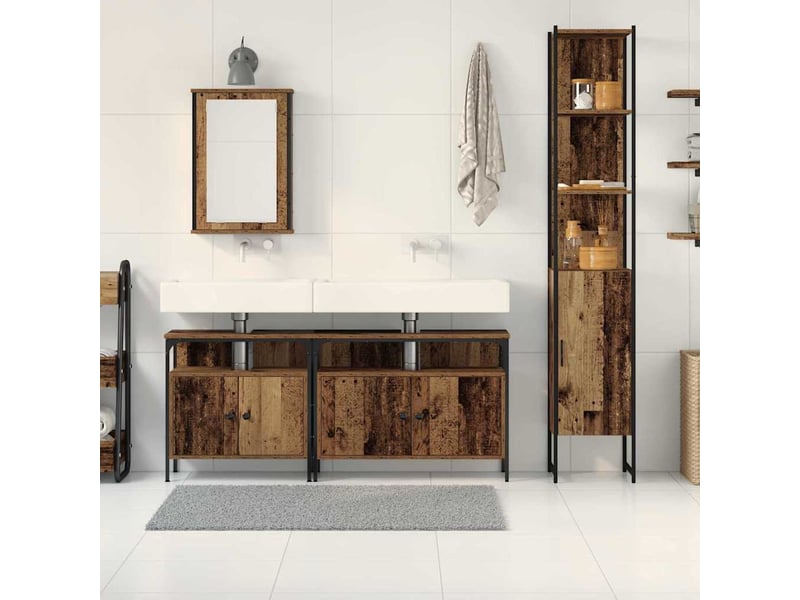  Ensemble de mobilier de salle de bain 4 pc bois ancien cf64494  - Conforama D