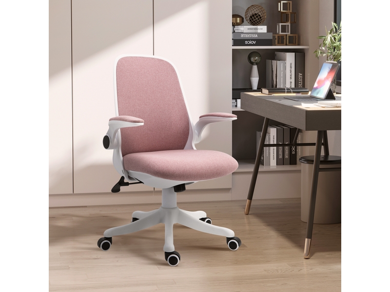  Chaise de bureau ergonomique rose et blanche, hauteur réglable de 94 à 104 cm  - Conforama C