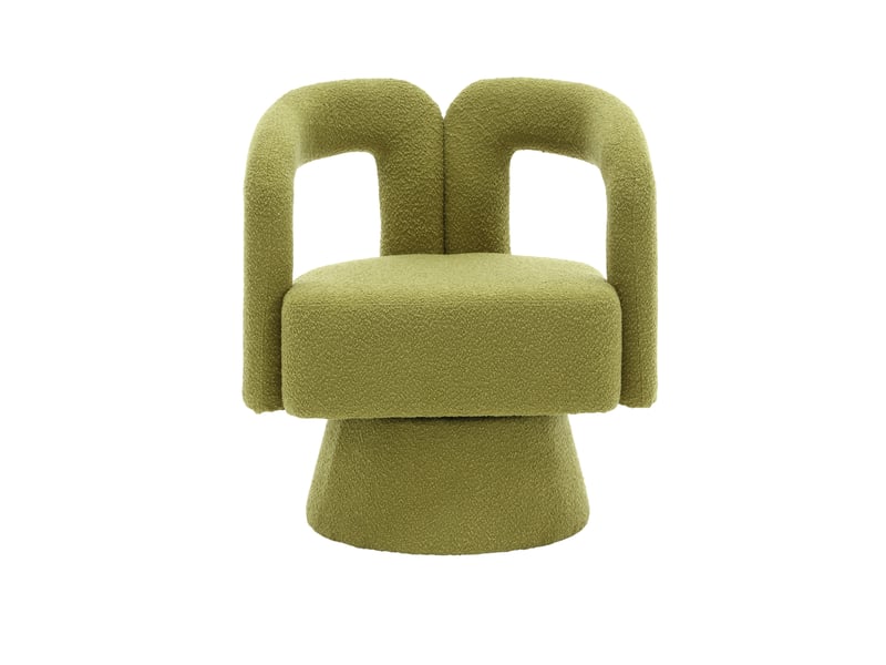 Fauteuil pivotant à 360° en tissu bouclette vert olive  - Conforama A