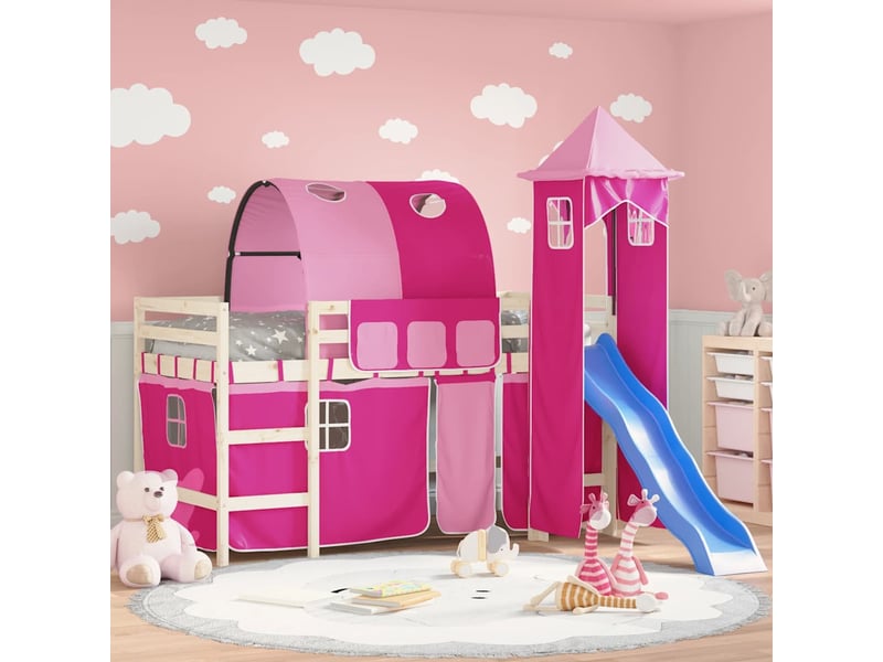  Rideaux pour lit mezzanine avec tunnel et tour rose cf44935  - Conforama D