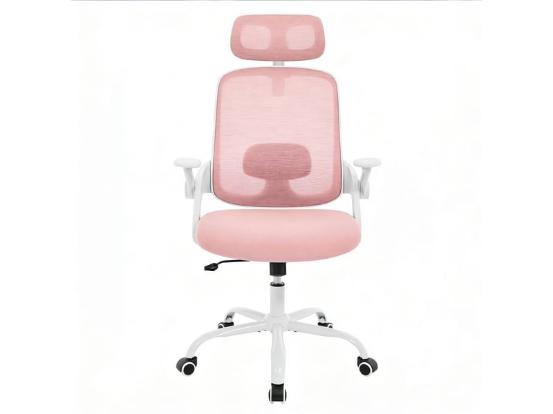Fauteuil de bureau ergonomique avec têtière réglable rose homvra - Conforama A