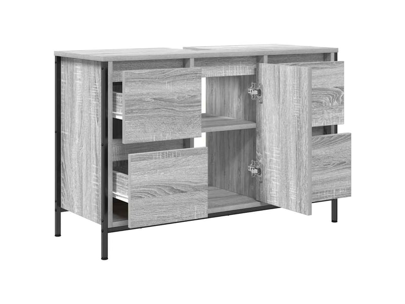  Meuble sous-évier, meuble de rangement avec tiroirs sonoma gris 90x34.5x60cm  - Conforama E