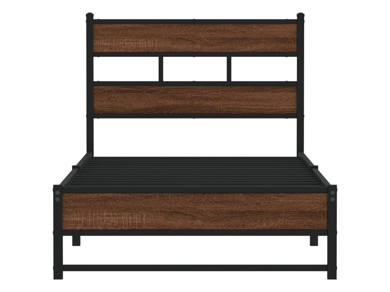  Lit simple- lit adulte -  cadre de lit en métal sans matelas chêne marron 90x190 cm  - Conforama C