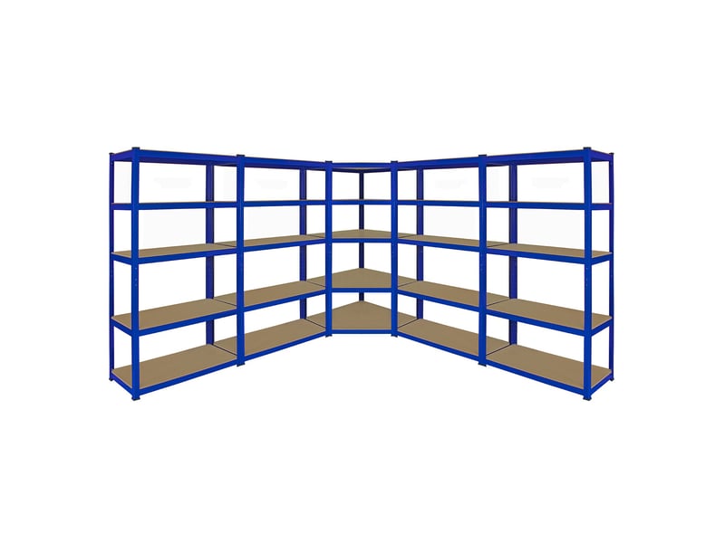  Monster racking - 1 rayonnage d'angle t-rax bleu et 4 rayonnages t-rax bleus en acier sans boulons 90cm x 45cm x 180cm 20006 - Conforama A