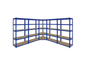 Monster racking - 1 rayonnage d'angle t-rax bleu et 4 rayonnages t-rax bleus en acier sans boulons 90cm x 45cm x 180cm
