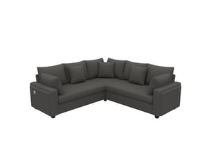 Canapé d’angle l 198 x 198 x 83 cm avec éclairage led, ports usbtype-c, canapé modulable en velours côtelé, coussins inclus, salon moderne - gris