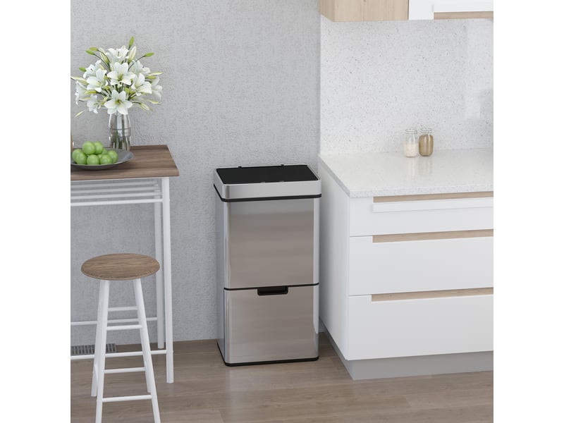  Poubelle automatique de tri sélectif 72l en acier inoxydable argenté 42x30x81 cm  - Conforama B