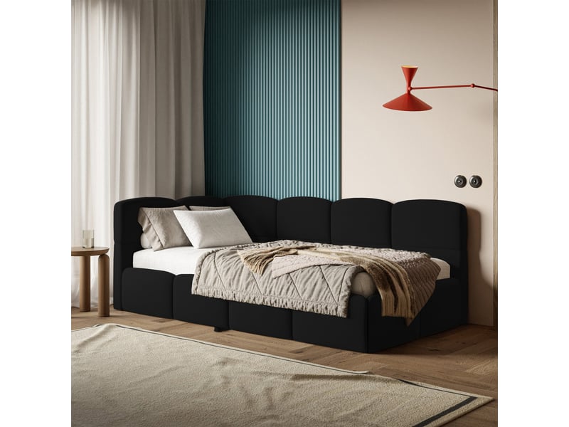 Selsey cloudy - lit rembourré - 170x185 cm - velours noir - côté gauche Cloudy - Conforama C