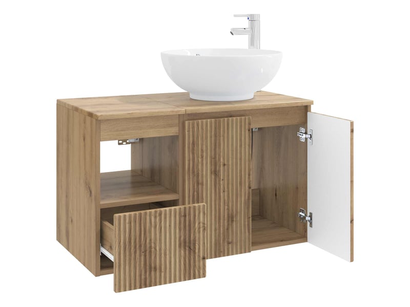 Ensemble de mobilier de salle de bain 2 pc chêne artisanal cf64068 - Conforama D