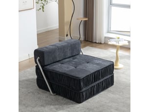 Fauteuil convertible,93x44x39 cm,1 place avec fonction lit,chenille,gris