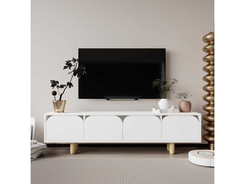 Meuble tv en aggloméré lazio blanc  - Conforama E