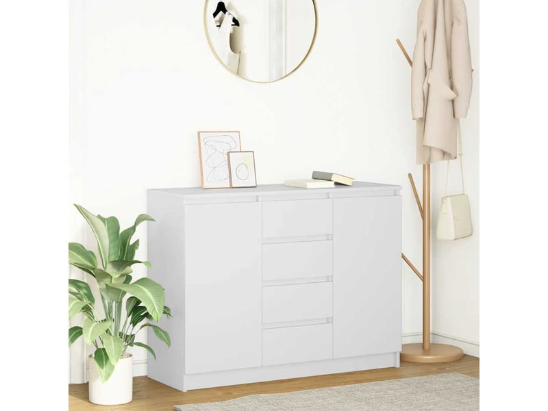 Buffet - bahut - meuble de rangement avec tiroirs blanc 100,5x35x76 cm bois d'ingénierie - Conforama B