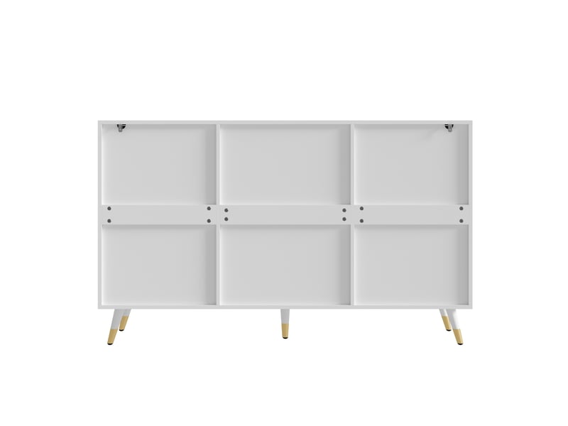 Buffet et enfilade avec 4 portes, 3 tiroirs et inserts en acrylique pour salon et salle à manger, 140×40×85,5 cm blanc  - Conforama E