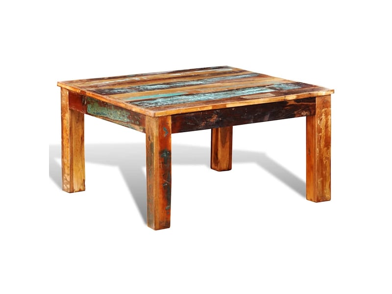  Table basse - table de salon - table à thé carrée bois de récupération  - Conforama A