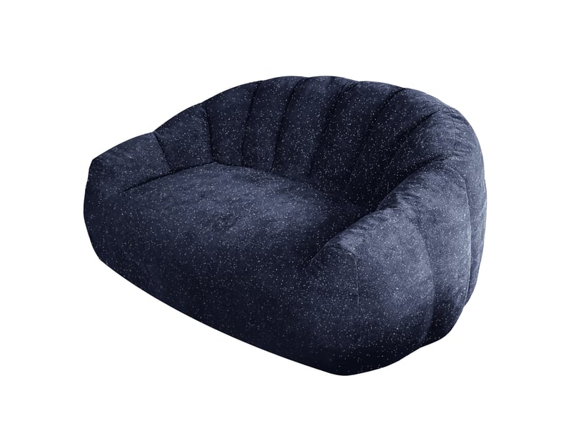  Canapé pouf modenvie patte d’ours ciel étoilé bleu avec rembourrage, assise spacieuse, accoudoir et tissu flanelle, 140 x 98 x 61 cm  - Conforama A
