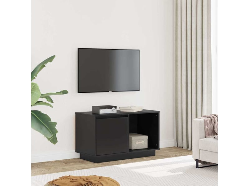  Meuble tv - banc tv - meuble de rangement noir 74x35x44 cm bois de pin massif  - Conforama B