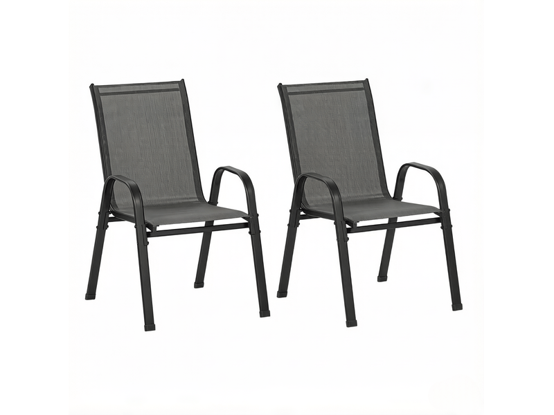 Chaise de jardin empilable lot de 2 55x92x65 cm dossier haut métal gris foncé - Conforama A