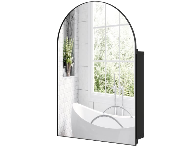  Armoire de toilette murale 1 porte miroir 3 étagères en métal noir 50 x 12 x 76 cm  - Conforama B