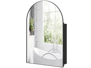 Armoire de toilette murale 1 porte miroir 3 étagères en métal noir 50 x 12 x 76 cm