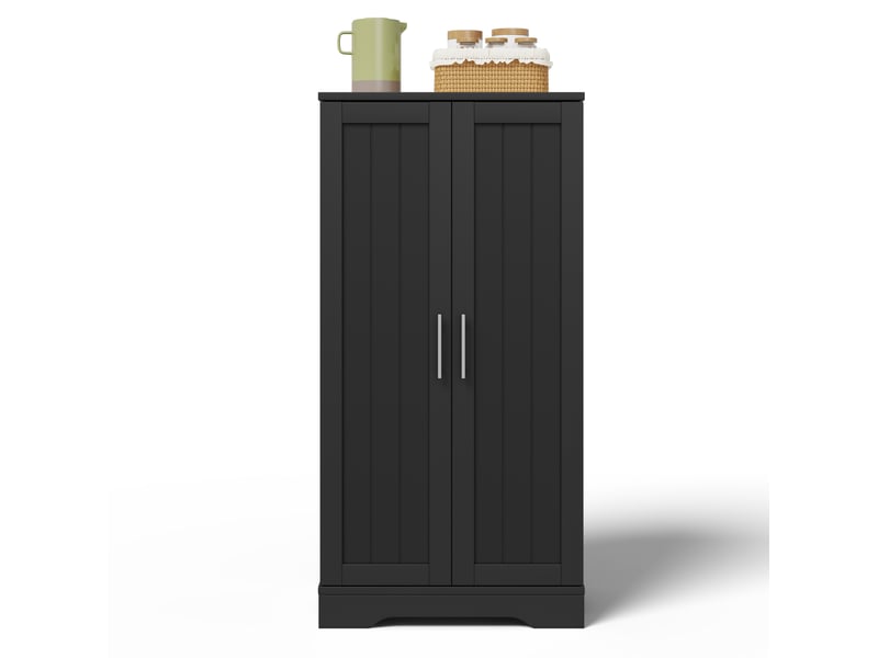  Armoire rangement 60x40x120 cm, buffet de cuisine, meuble salon chambre avec led capteur, portes motif 3d, mdf, noir  - Conforama A