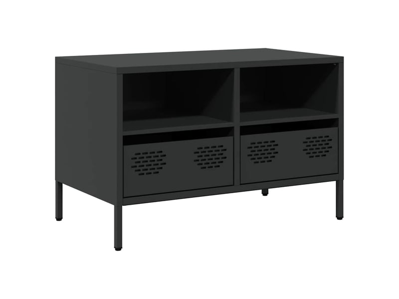  Meuble tv - banc tv - meuble de rangement noir 68x39x43,5 cm acier laminé à froid  - Conforama A