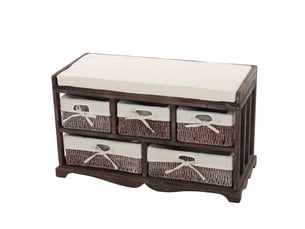Commode, banc, 5 paniers, 77x36x45cm, shabby, vintage - marron