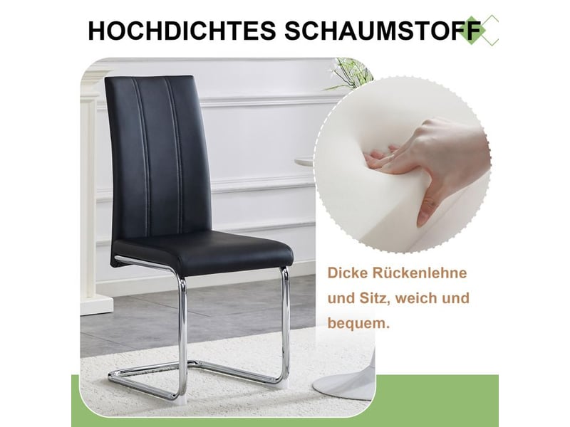  Chaise moderne noire - cuir pu - cadre en métal - confort ergonomique - facile à entretenir - montage rapide noir - Conforama E