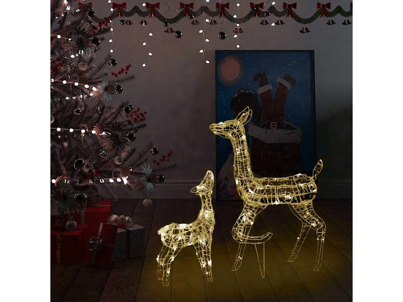 Famille de rennes de décoration, éclairage de noël acrylique 160 led blanc chaud cf62031 - Conforama B
