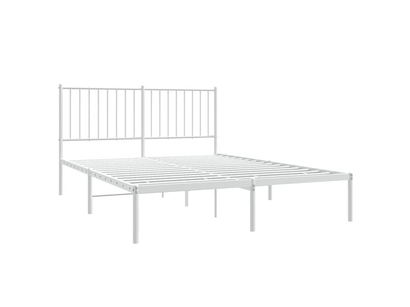  Lit double- lit adulte -  cadre de lit métal sans matelas et tête de lit blanc 135x190 cm  - Conforama B