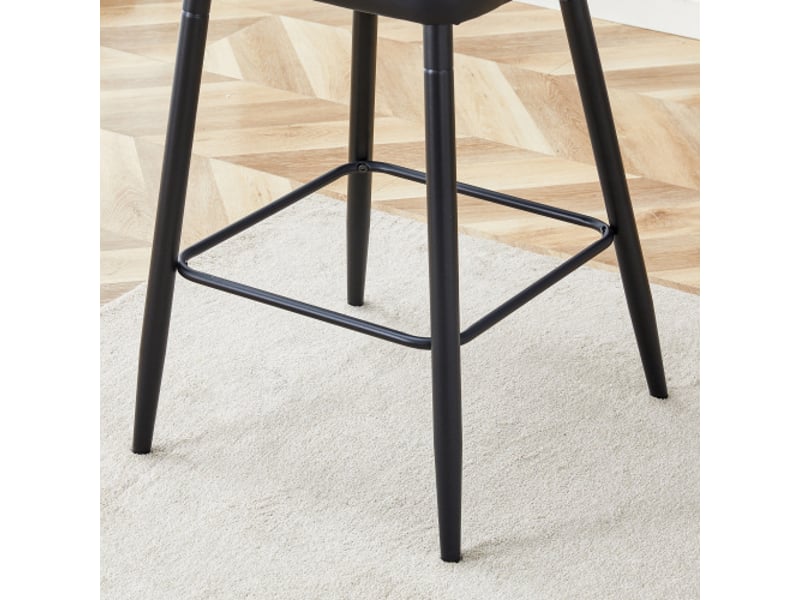 Tabourets de bar 101 cm – lot de 2 en pu noir, dossier ergonomique, confort et style - Conforama E
